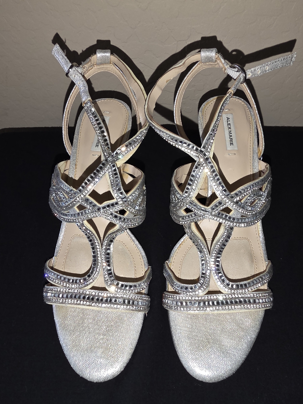 Alex Marie Silver Embellished Strappy Heels